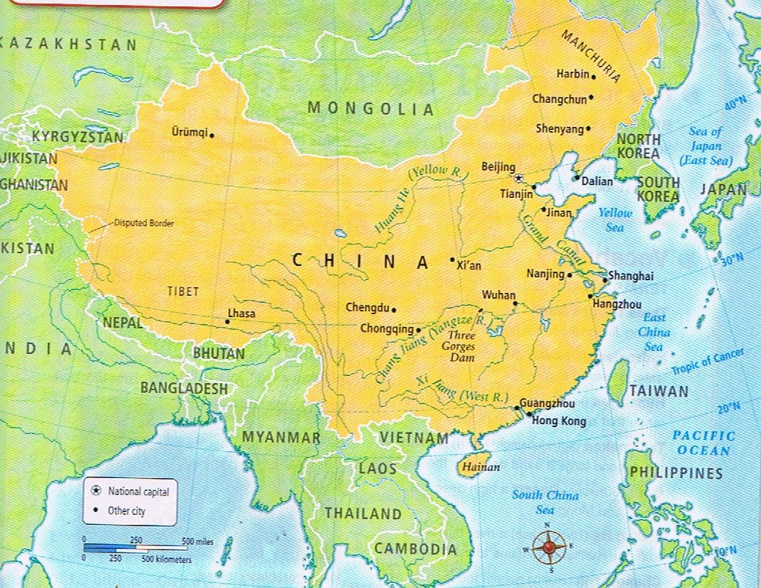 Frontiera della cina sulla mappa - Mappa del confine con la Cina (Asia