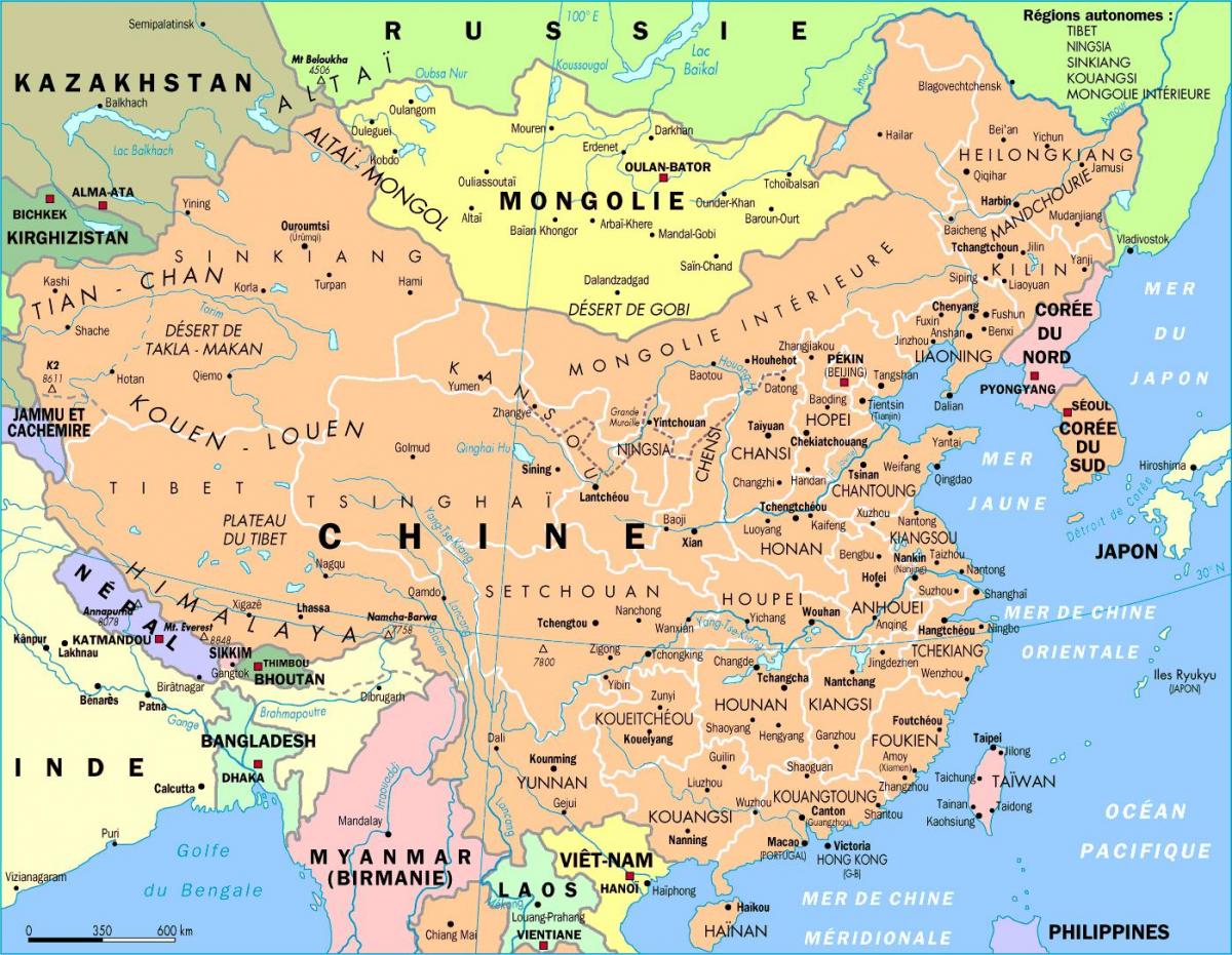 Cina amministrativo mappa