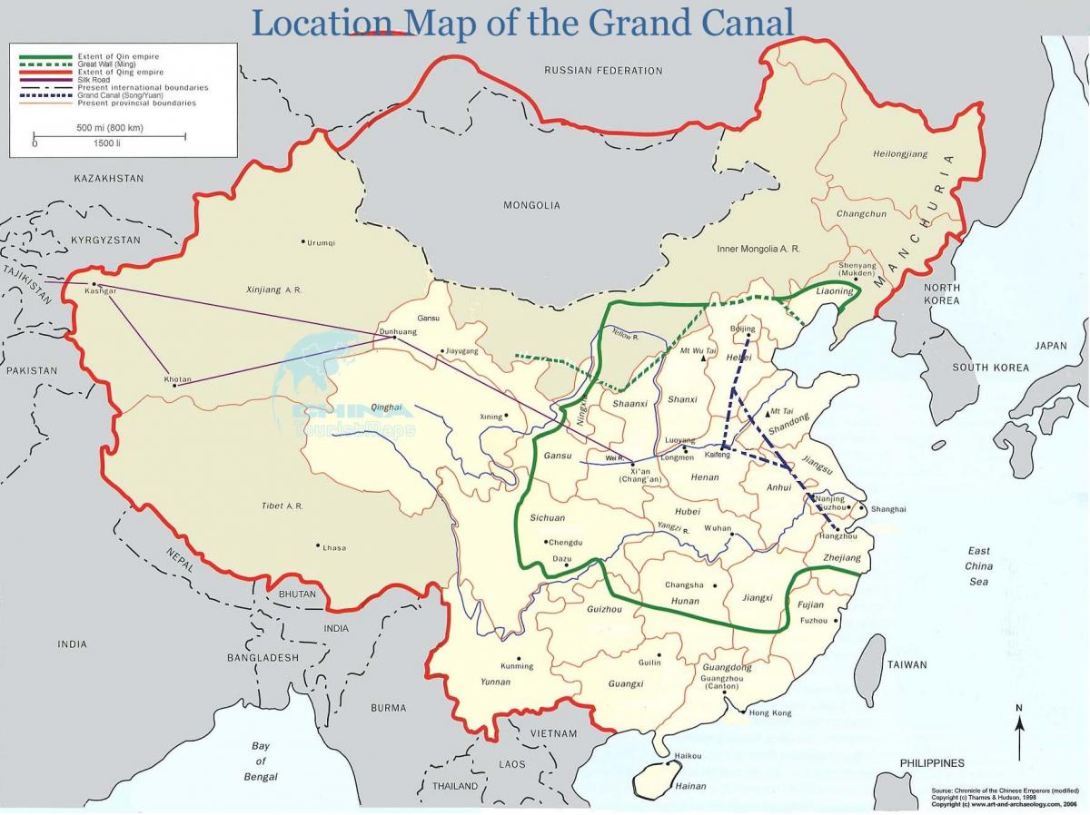 mappa di Cina grand canal