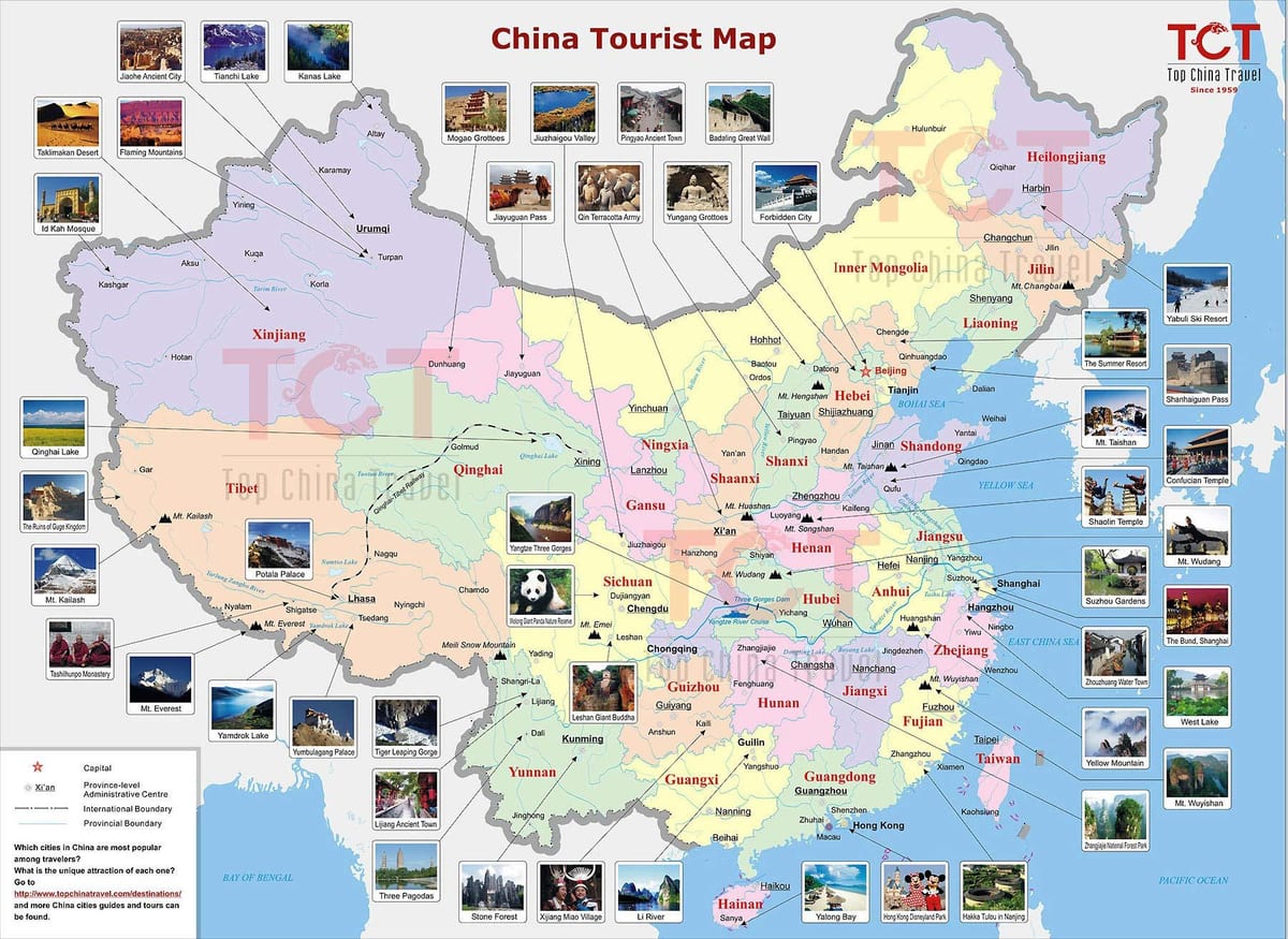 mappa della Cina di picco