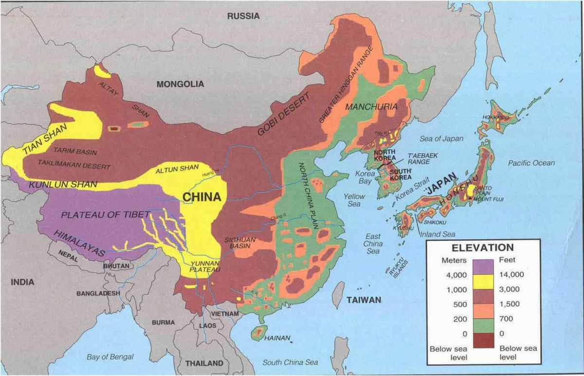 mappa di Cina deserto