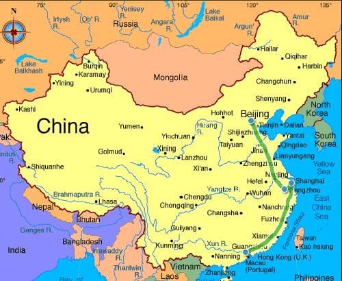 Cina mappa