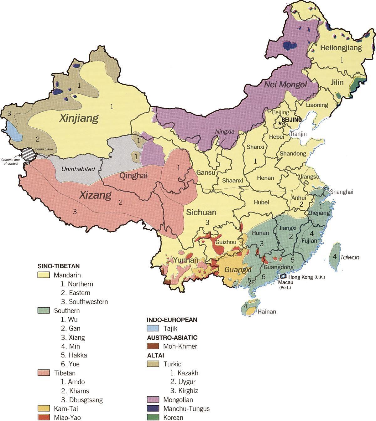 mappa di lingua Cinese