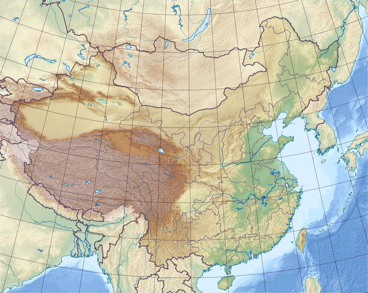soccorso mappa di Cina