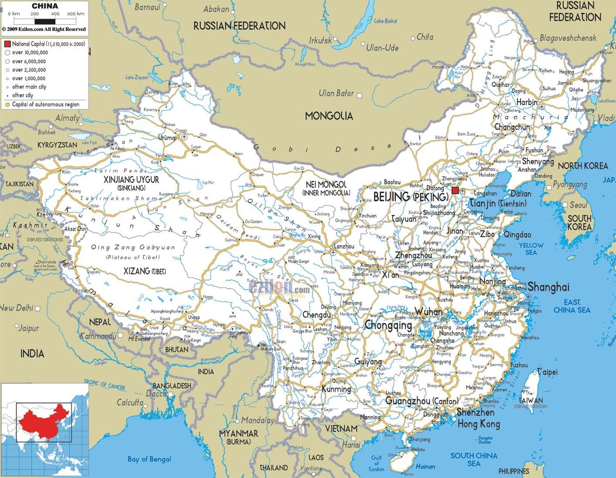 Cina mappa delle strade
