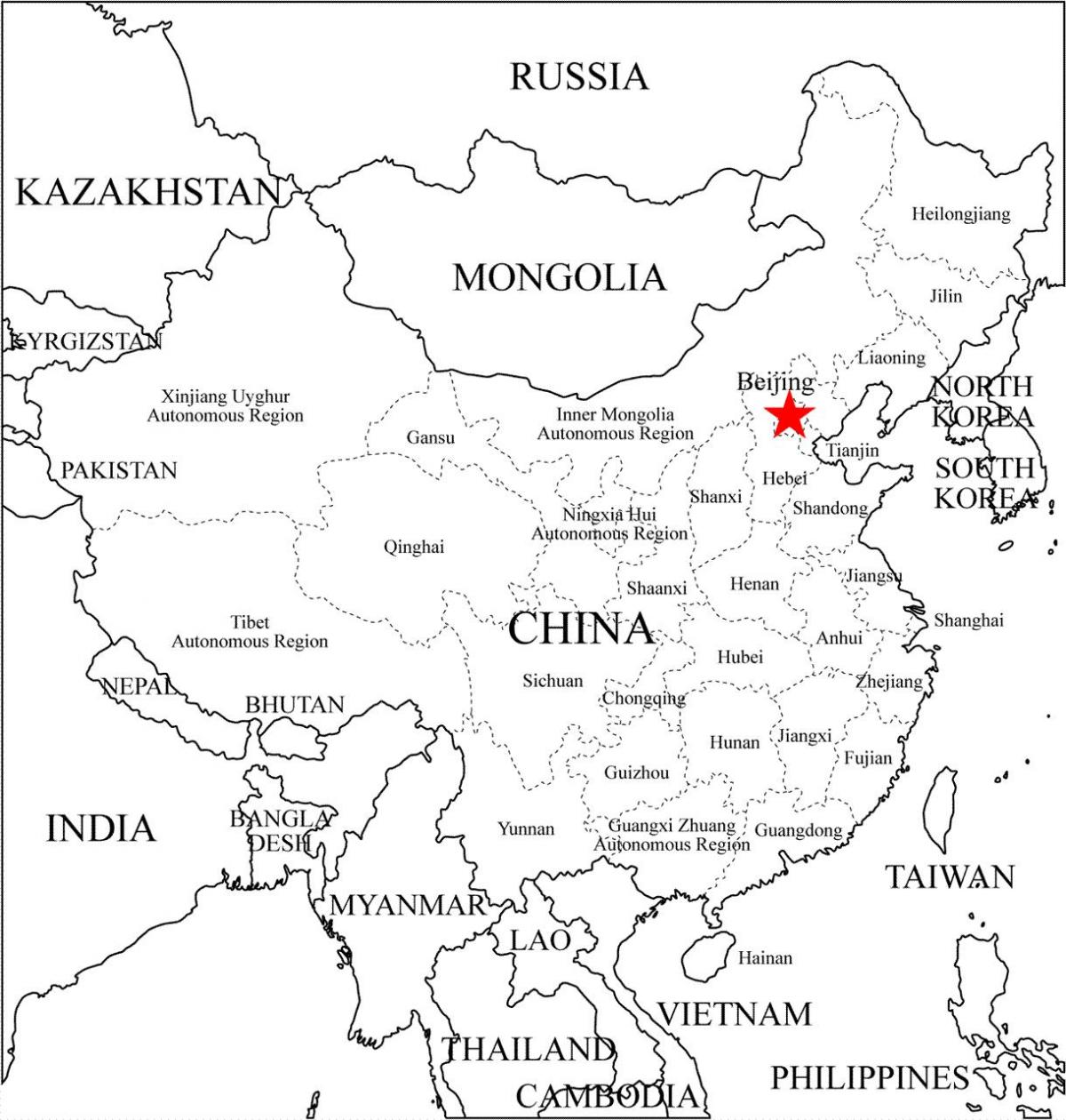 Cina contorno mappa