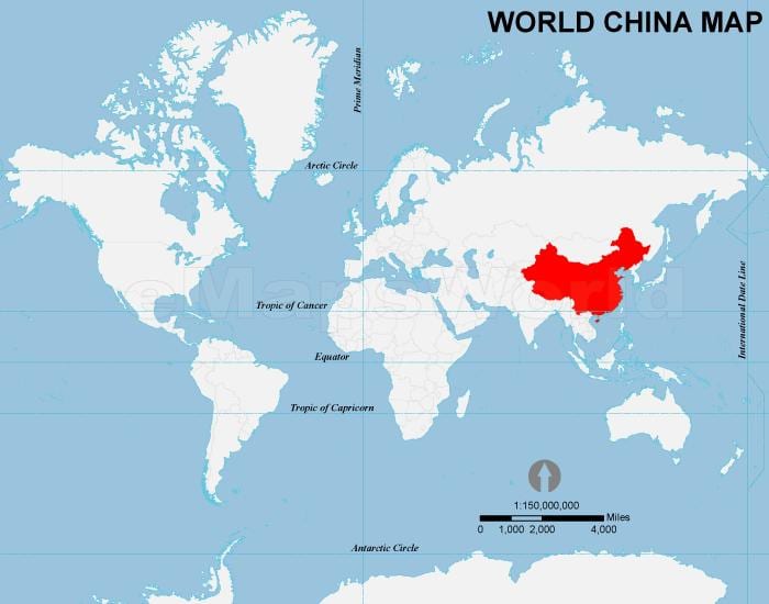 Cina sulla mappa del mondo