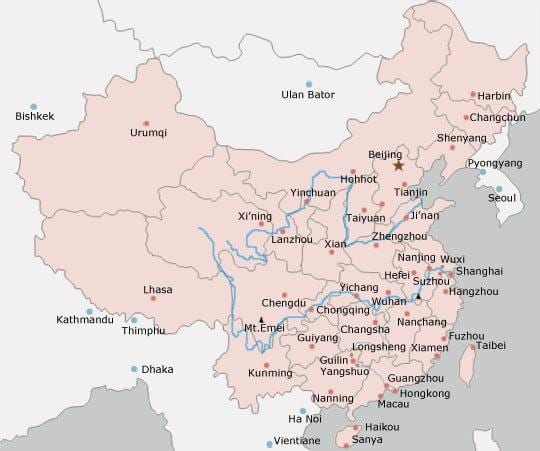 mappa Cina città
