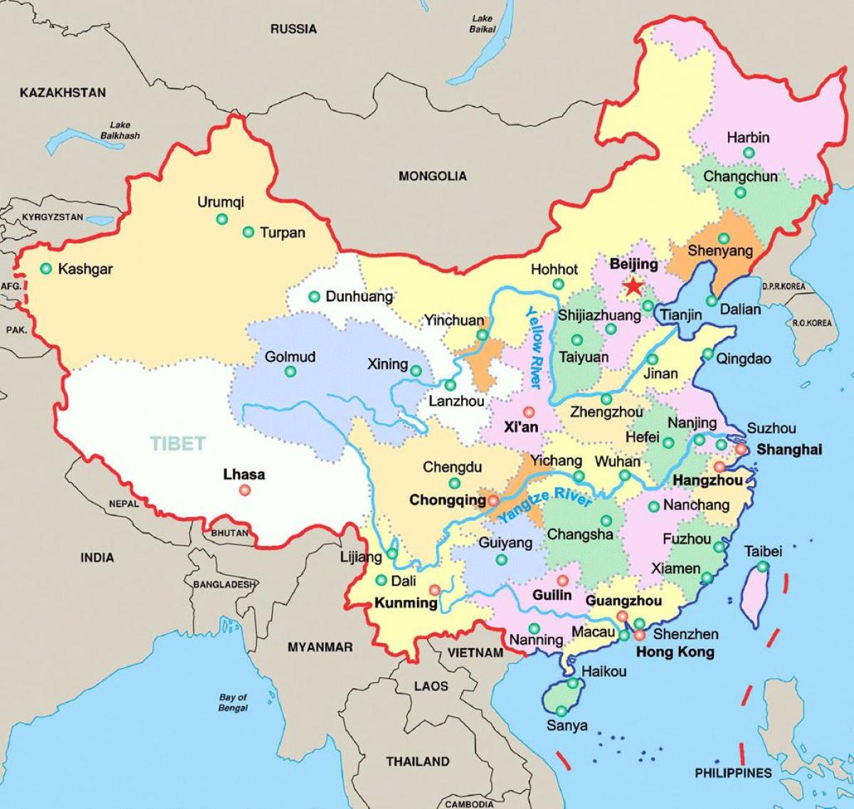 Cina principali città mappa