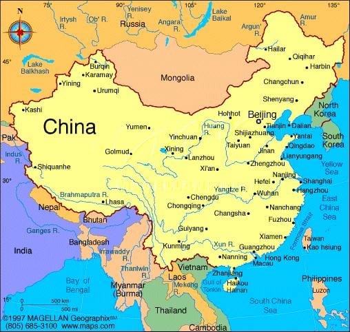 Cina mappa