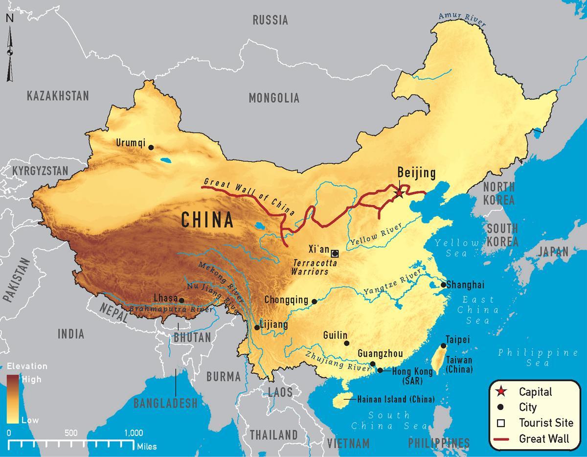 una mappa di Cina