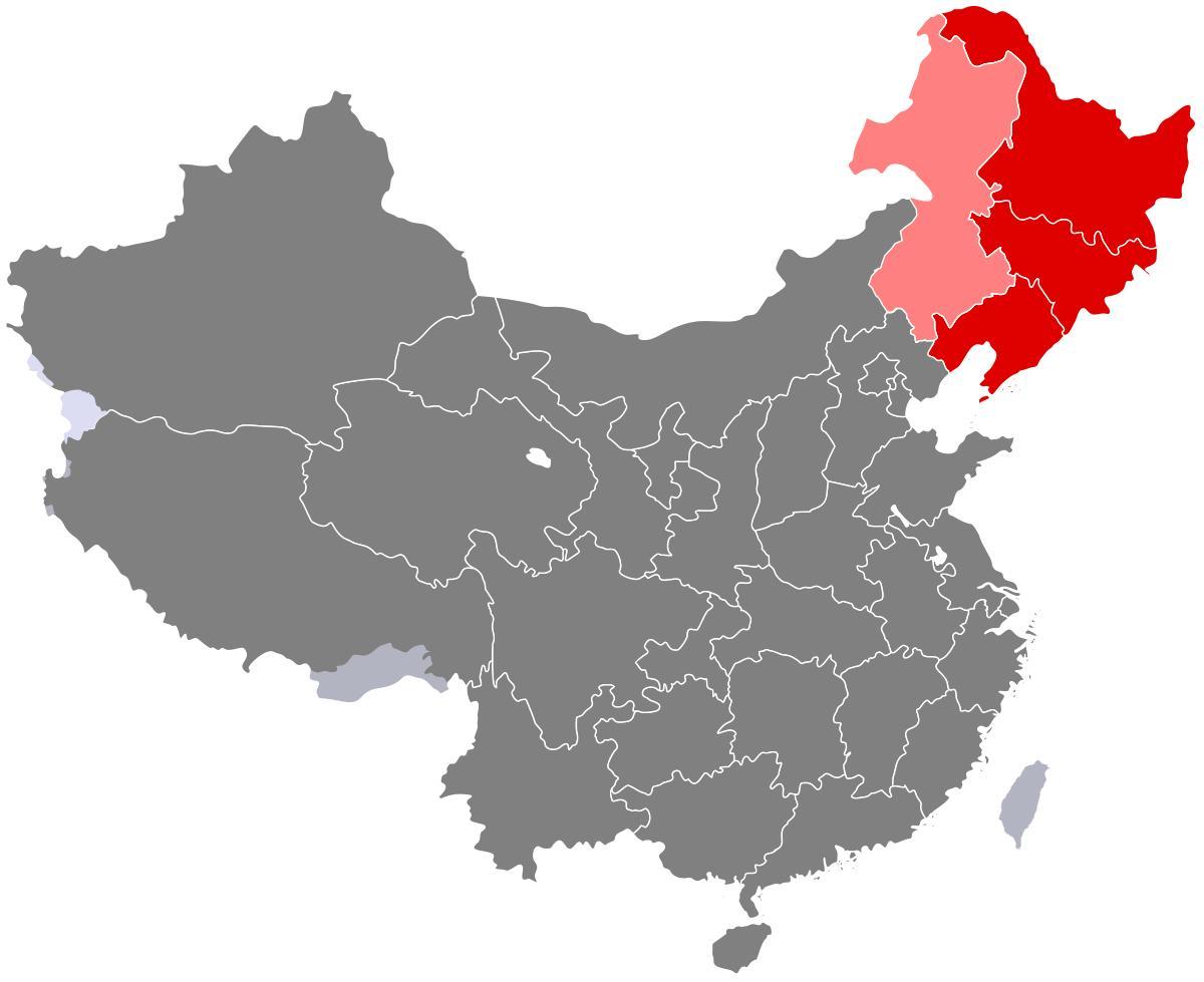 nord-est della Cina mappa