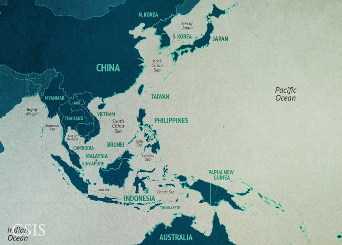 mappa di mar della Cina