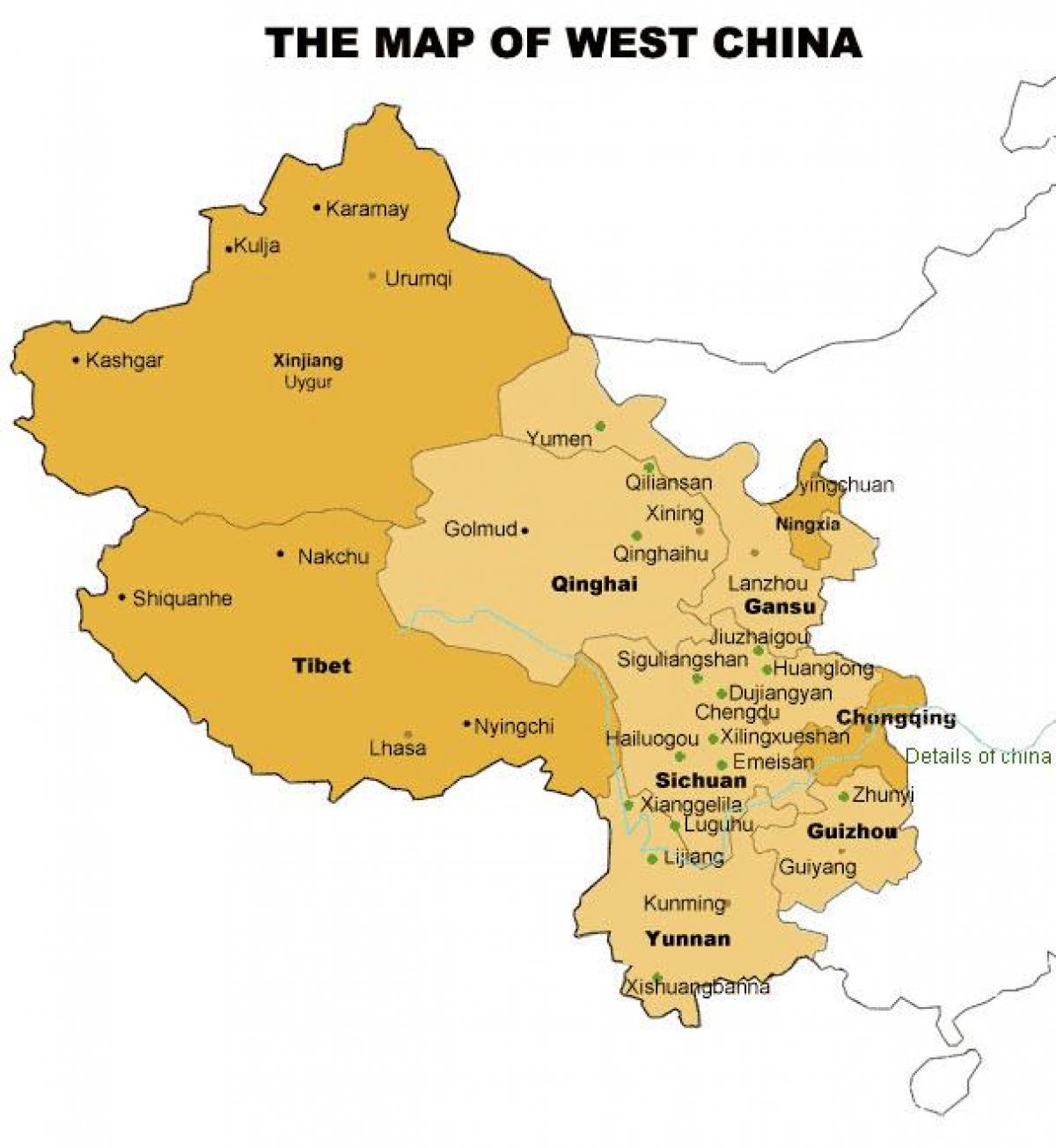 mappa di west China