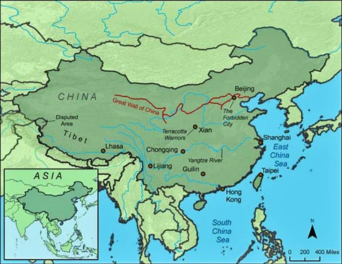 mappa della Cina grande muraglia