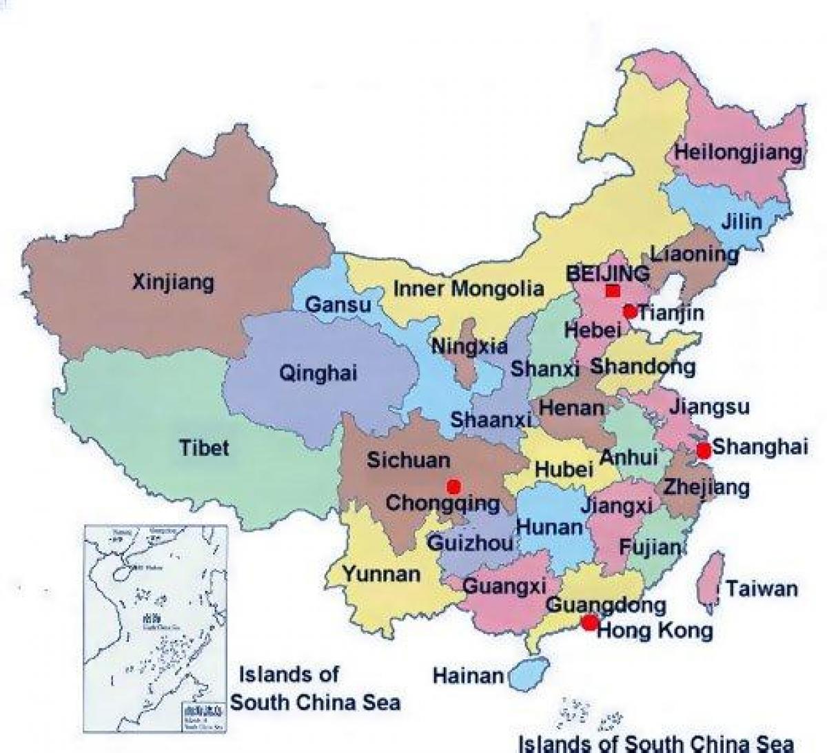 Provinciale mappa di Cina - Provinciale mappa Cina (Asia Orientale - Asia)