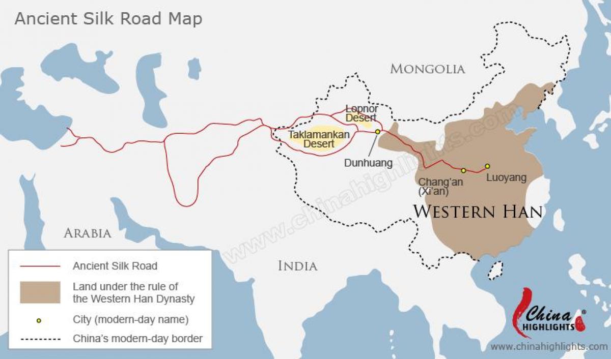 Mappa cina via della seta