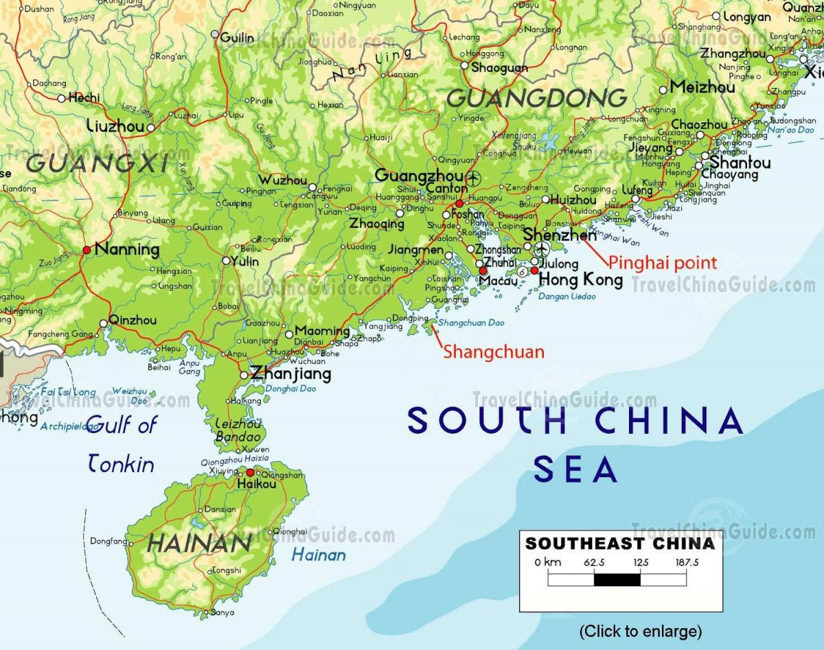 mappa di sud-est della Cina