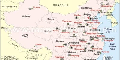 Cina aeroporti internazionali mappa