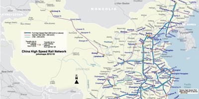 Ferroviario ad alta velocità in Cina mappa