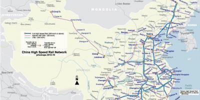 Ferroviario ad alta velocità in Cina mappa