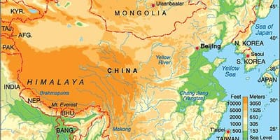 Cina elevazione mappa
