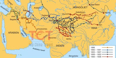 Mappa della via della seta in Cina antica