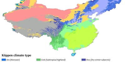 Clima la mappa di Cina