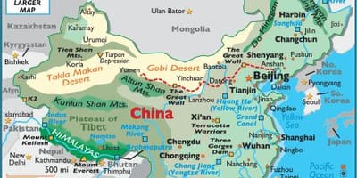 Mappa cina geografia