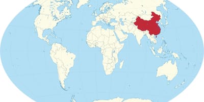 Cina nella mappa del mondo
