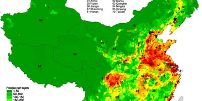 La distribuzione della popolazione mappa di Cina