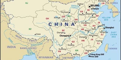 Mappa della Cina province e capoluoghi