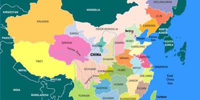 Cina regioni della mappa