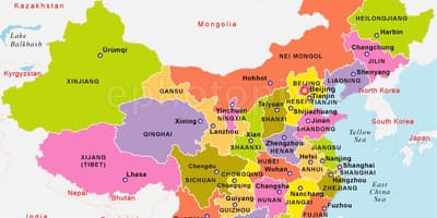 Mappa cina con gli stati