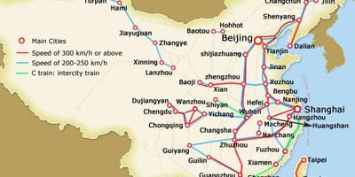 Treno proiettile Cina mappa