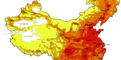 Densità di popolazione di Cina mappa