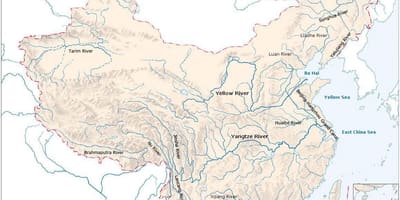 Cina fiumi mappa