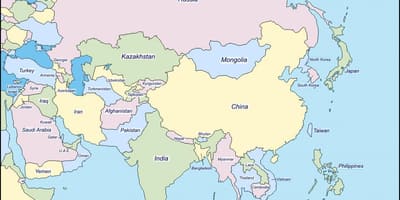 Mappa di Cina e paesi limitrofi