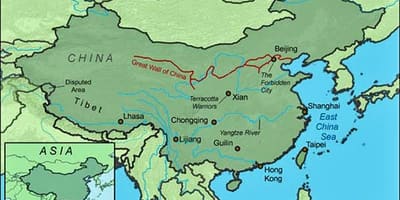 Mappa della Cina grande muraglia