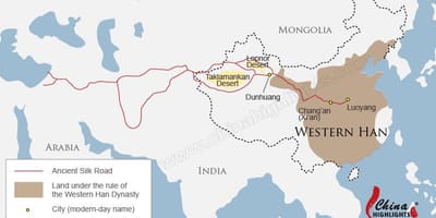 Mappa cina via della seta